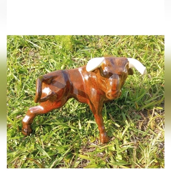 Vtg Ceramic Bull Mid Century Modern Figurine Metallic Brown Approx 8 1/2… - Picture 1 of 16
